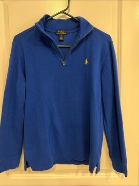Polo by Ralph Lauren Blue Quarter-Zip Sweater with Yellow Pony